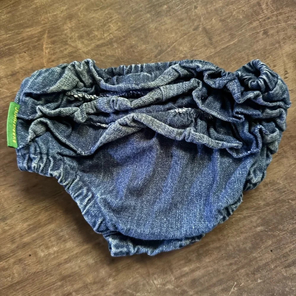 John Deere Denim Ruffled Baby Bloomers, Size 3-6 Months